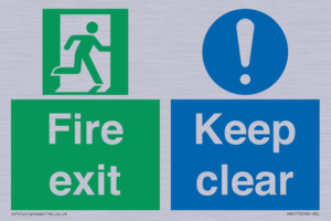 Fire exit Keep clear dual sign